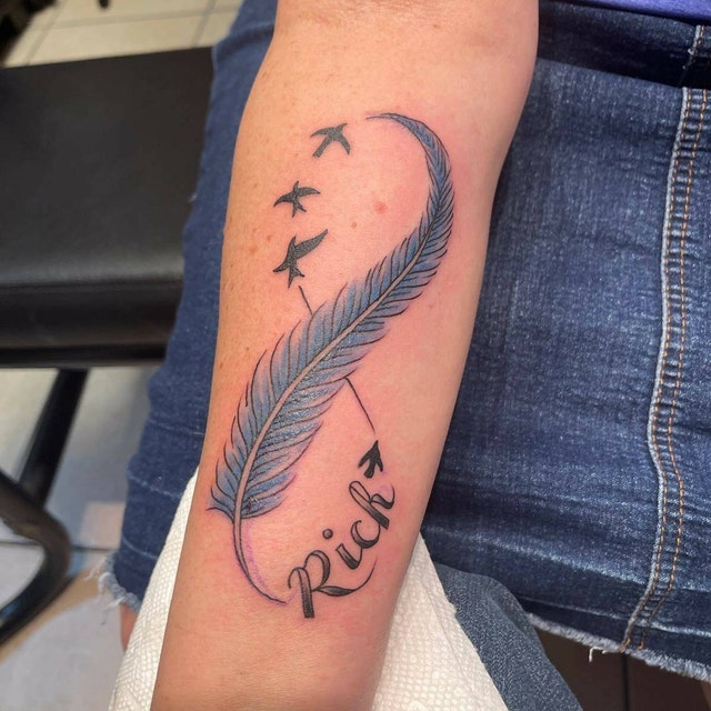 Faith #feathertattoo Faith Feather Tattoo #infinity infinity #Call  #Whatsapp #09899473688 | Cool tattoos, Tattoos, Feather tattoo